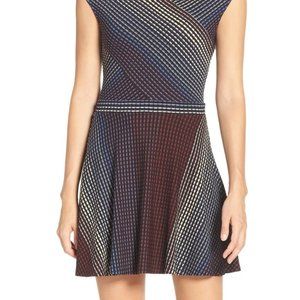 BCBGMaxazria Jasmyne Striped Fit and Flare Dress